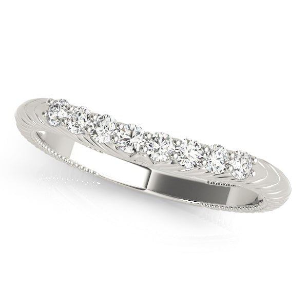 Elegant & Textured Diamond Pavé Wedding Curved Band - Diamonds By Rothschild