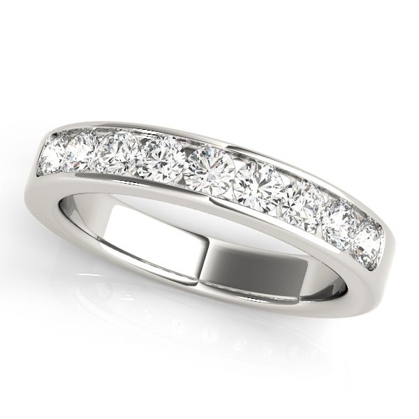 Elegant & Timeless 9 Stone Channel Pavé Round Diamond Wedding Band - Diamonds By Rothschild