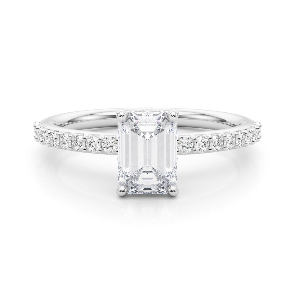 Emerald Center Hidden Halo Pavé Engagement Ring - Diamonds By Rothschild