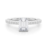 Emerald Center Hidden Halo Pavé Engagement Ring - Diamonds By Rothschild