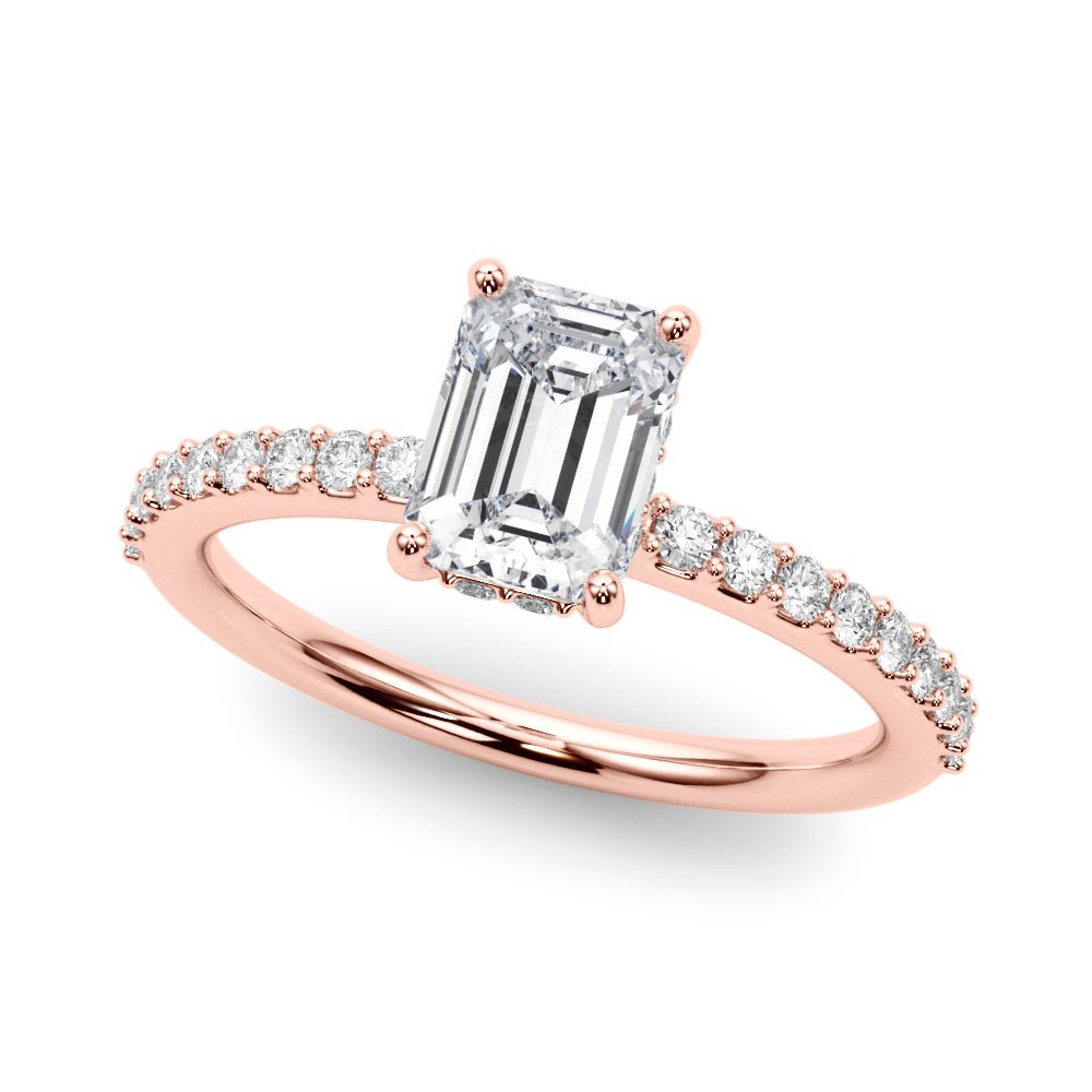 Emerald Center Hidden Halo Pavé Engagement Ring - Diamonds By Rothschild