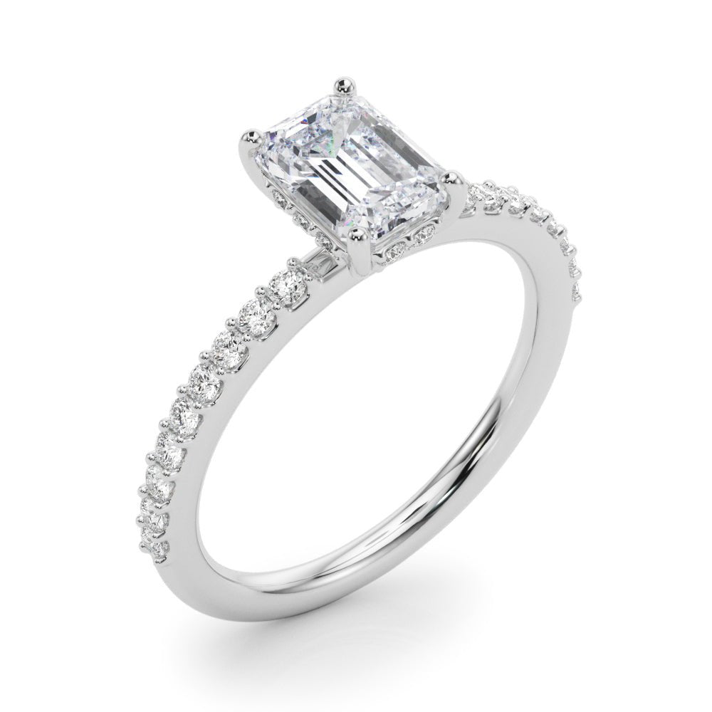 Emerald Center Hidden Halo Pavé Engagement Ring - Diamonds By Rothschild