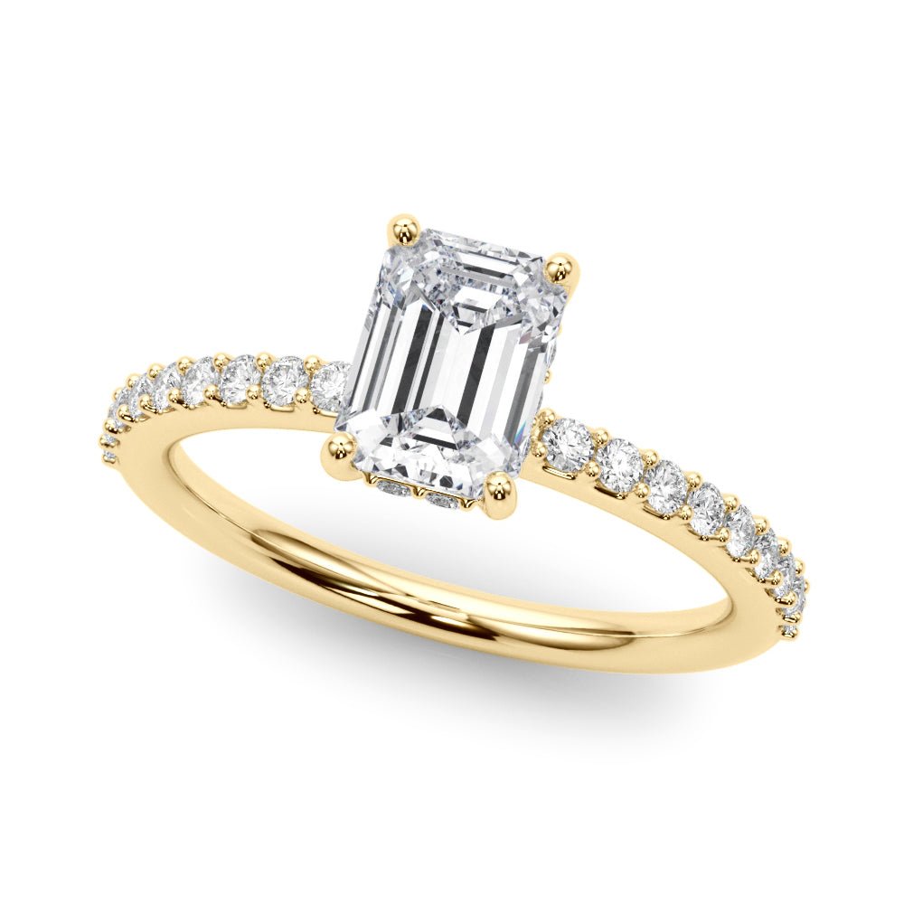 Emerald Center Hidden Halo Pavé Engagement Ring - Diamonds By Rothschild