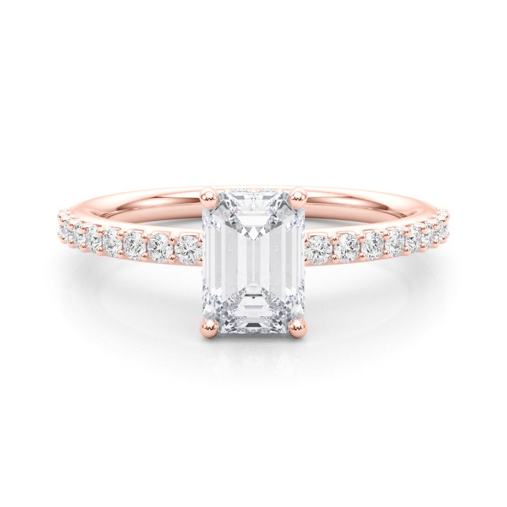 Emerald Center Hidden Halo Pavé Engagement Ring - Diamonds By Rothschild