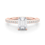 Emerald Center Hidden Halo Pavé Engagement Ring - Diamonds By Rothschild