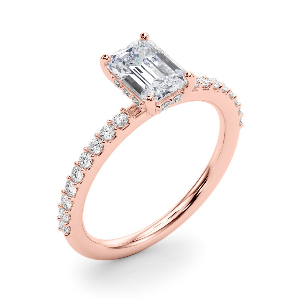 Emerald Center Hidden Halo Pavé Engagement Ring - Diamonds By Rothschild