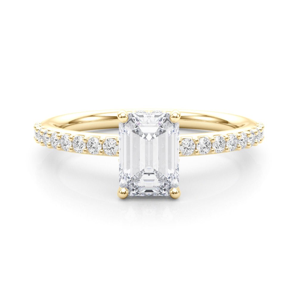 Emerald Center Hidden Halo Pavé Engagement Ring - Diamonds By Rothschild