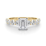 Emerald Center Ring with Large Pavé Shank - Diamonds By Rothschild