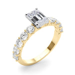 Emerald Center Ring with Large Pavé Shank - Diamonds By Rothschild