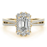 Emerald Cut Halo Pavé Engagement Ring - Diamonds By Rothschild