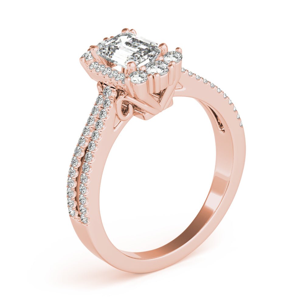 Emerald Cut Halo Pavé Engagement Ring - Diamonds By Rothschild