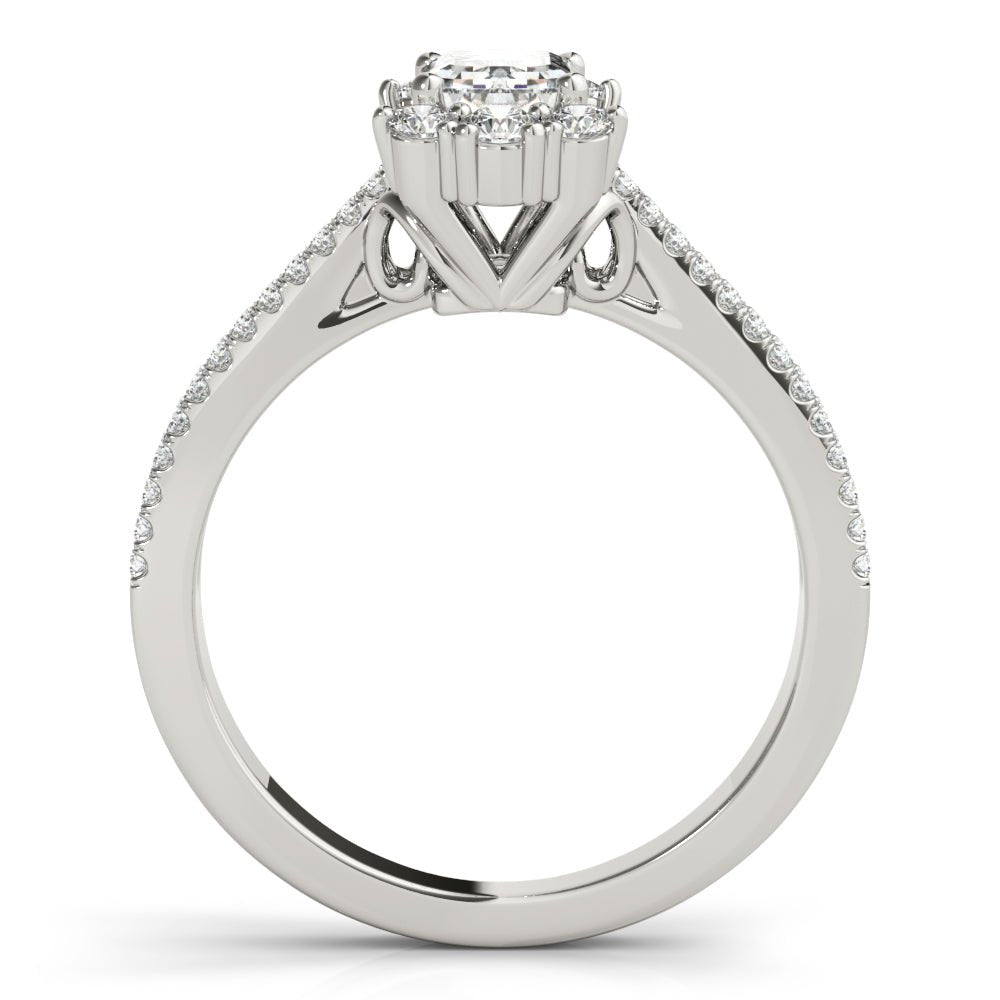 Emerald Cut Halo Pavé Engagement Ring - Diamonds By Rothschild