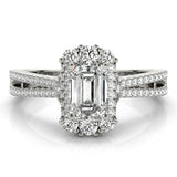 Emerald Cut Halo Pavé Engagement Ring - Diamonds By Rothschild