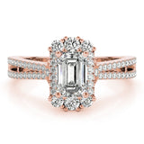 Emerald Cut Halo Pavé Engagement Ring - Diamonds By Rothschild