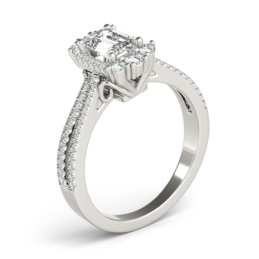 Emerald Cut Halo Pavé Engagement Ring - Diamonds By Rothschild