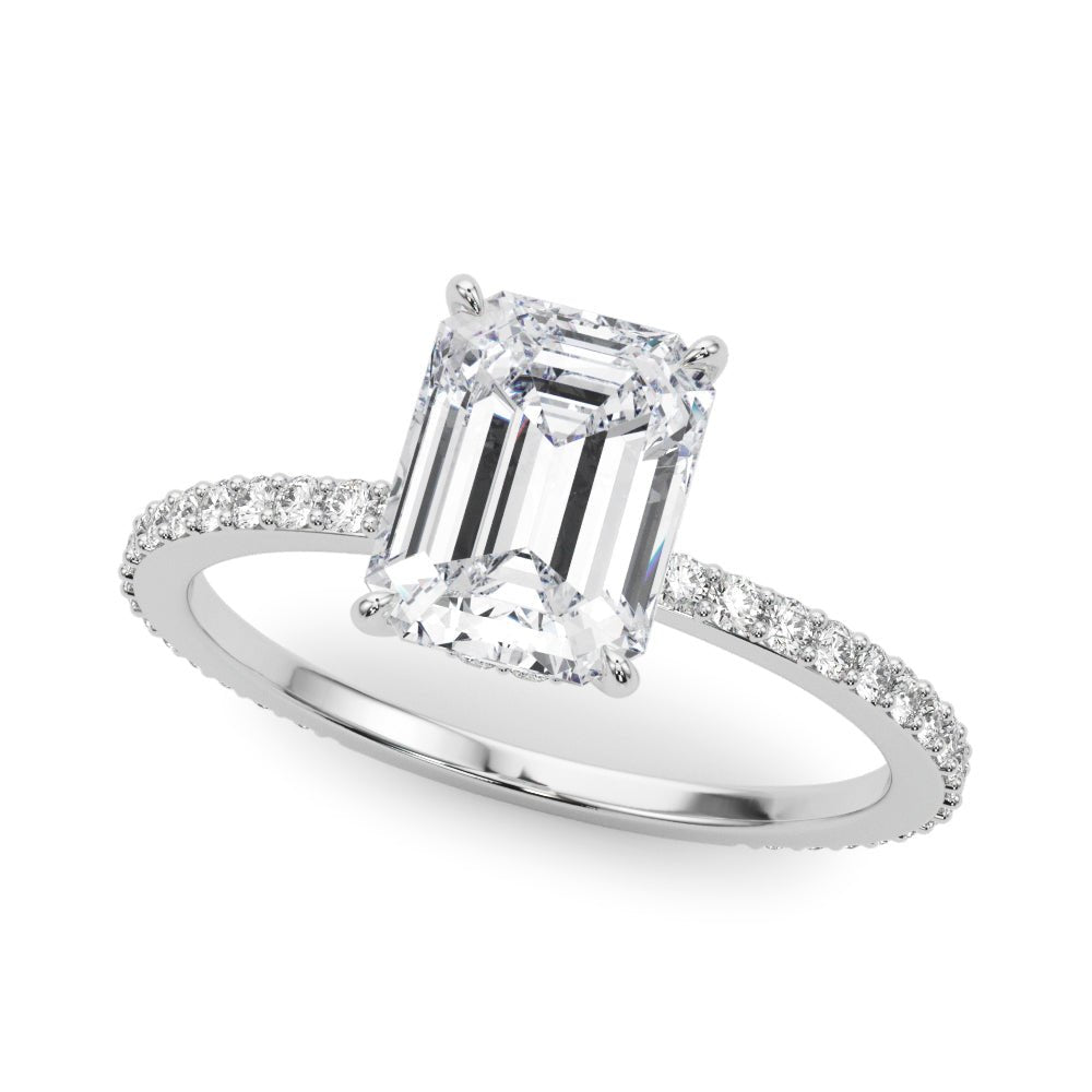 Emerald Cut Pavé Hidden Halo Engagement Ring - Diamonds By Rothschild