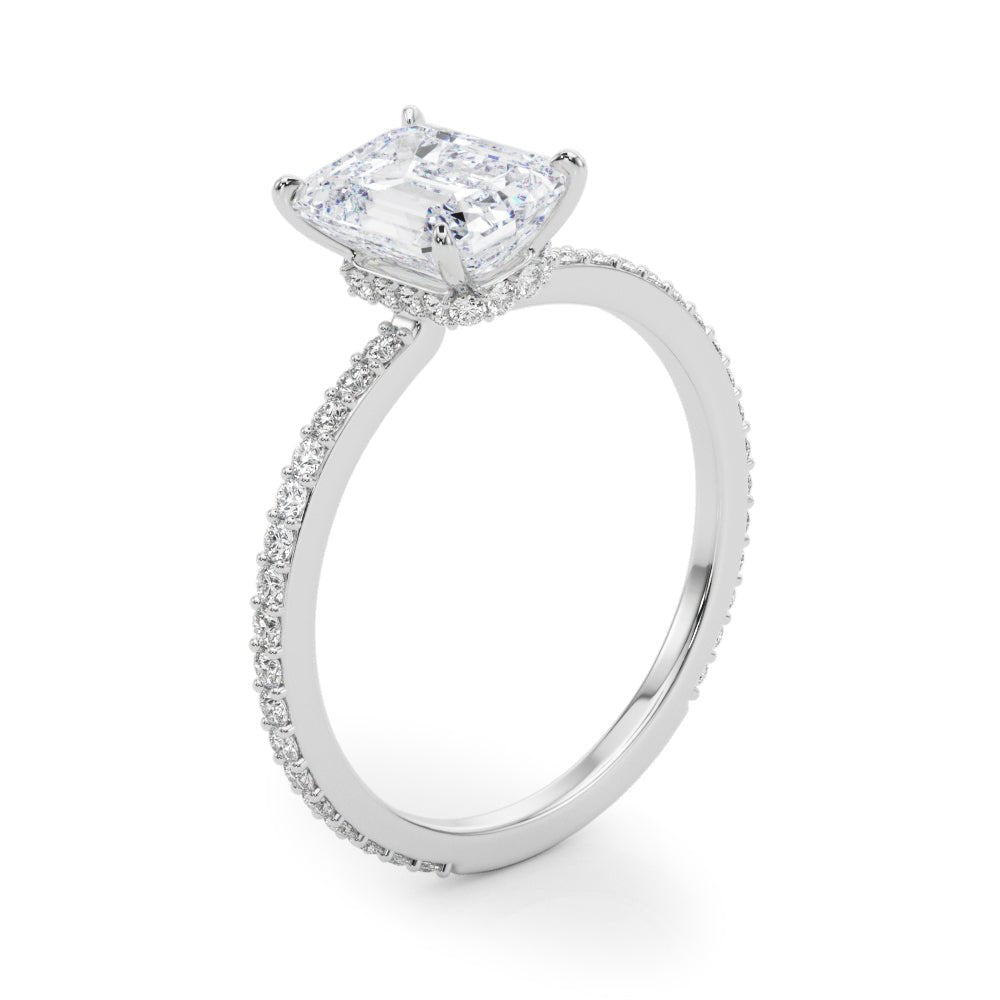 Emerald Cut Pavé Hidden Halo Engagement Ring - Diamonds By Rothschild