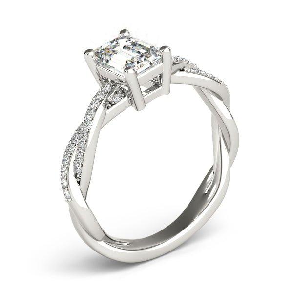 Emerald Cut Ring with Braided Pavé Shank - Diamonds By Rothschild