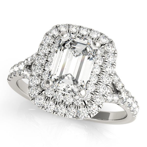 Emerald Double Halo Split Pavé Engagement Ring - Diamonds By Rothschild