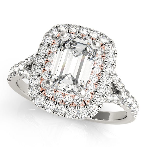 Emerald Double Halo Split Pavé Engagement Ring - Diamonds By Rothschild