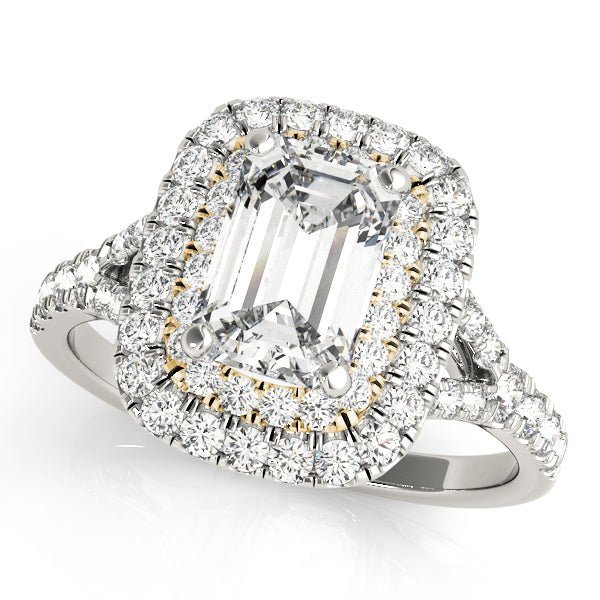 Emerald Double Halo Split Pavé Engagement Ring - Diamonds By Rothschild