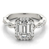 Emerald Halo Ring with Braided Pavé Shank - Diamonds By Rothschild