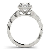Emerald Halo Ring with Braided Pavé Shank - Diamonds By Rothschild