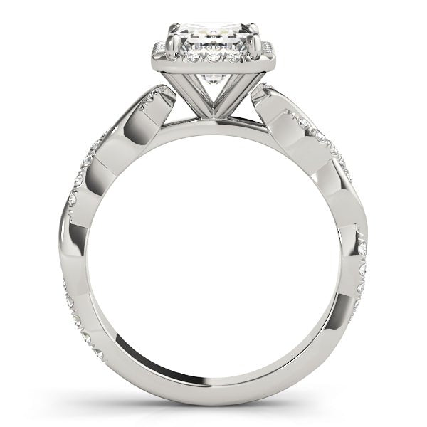 Emerald Halo Ring with Braided Pavé Shank - Diamonds By Rothschild