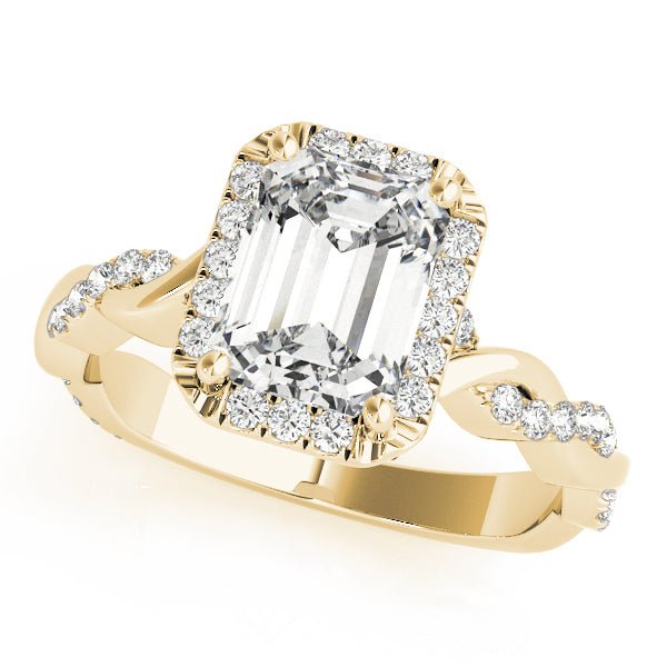 Emerald Halo Ring with Braided Pavé Shank - Diamonds By Rothschild
