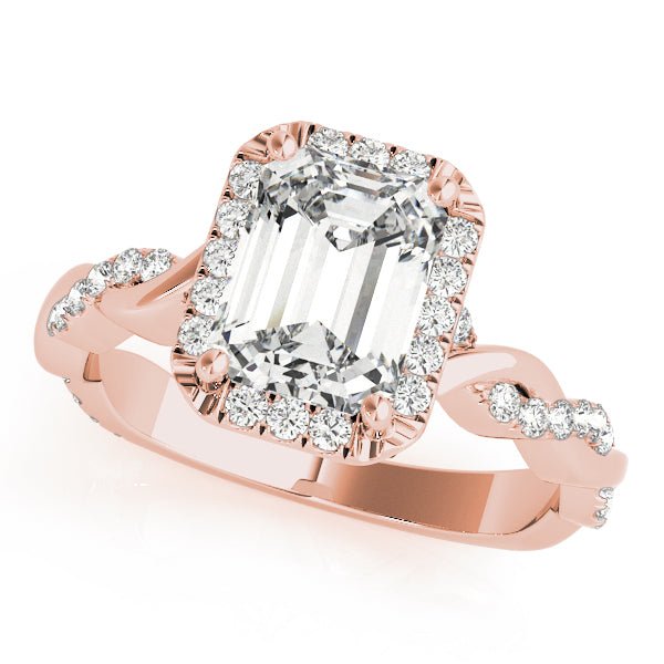 Emerald Halo Ring with Braided Pavé Shank - Diamonds By Rothschild