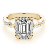 Emerald Halo Ring with Braided Pavé Shank - Diamonds By Rothschild