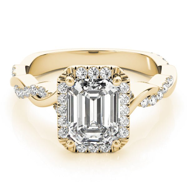 Emerald Halo Ring with Braided Pavé Shank - Diamonds By Rothschild