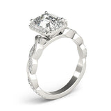 Emerald Halo Ring with Braided Pavé Shank - Diamonds By Rothschild