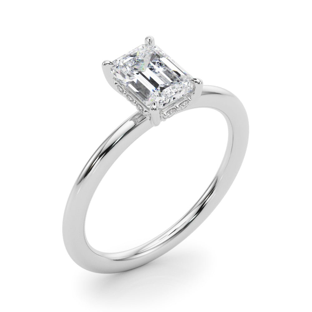 Emerald Hidden Halo Engagement Ring - Diamonds By Rothschild