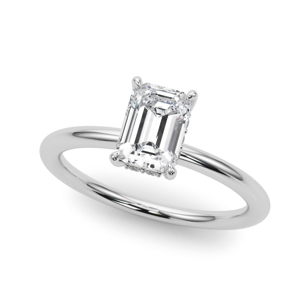 Emerald Hidden Halo Engagement Ring - Diamonds By Rothschild