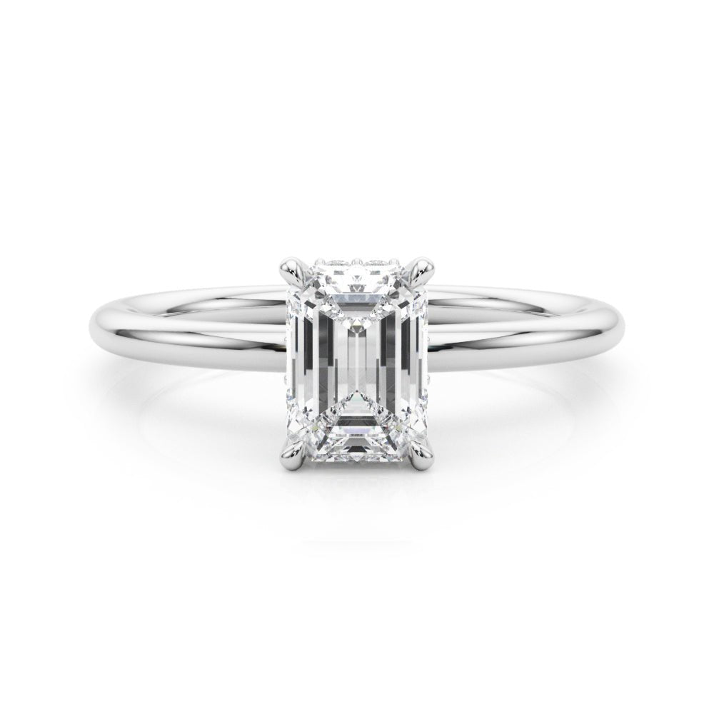 Emerald Hidden Halo Engagement Ring - Diamonds By Rothschild