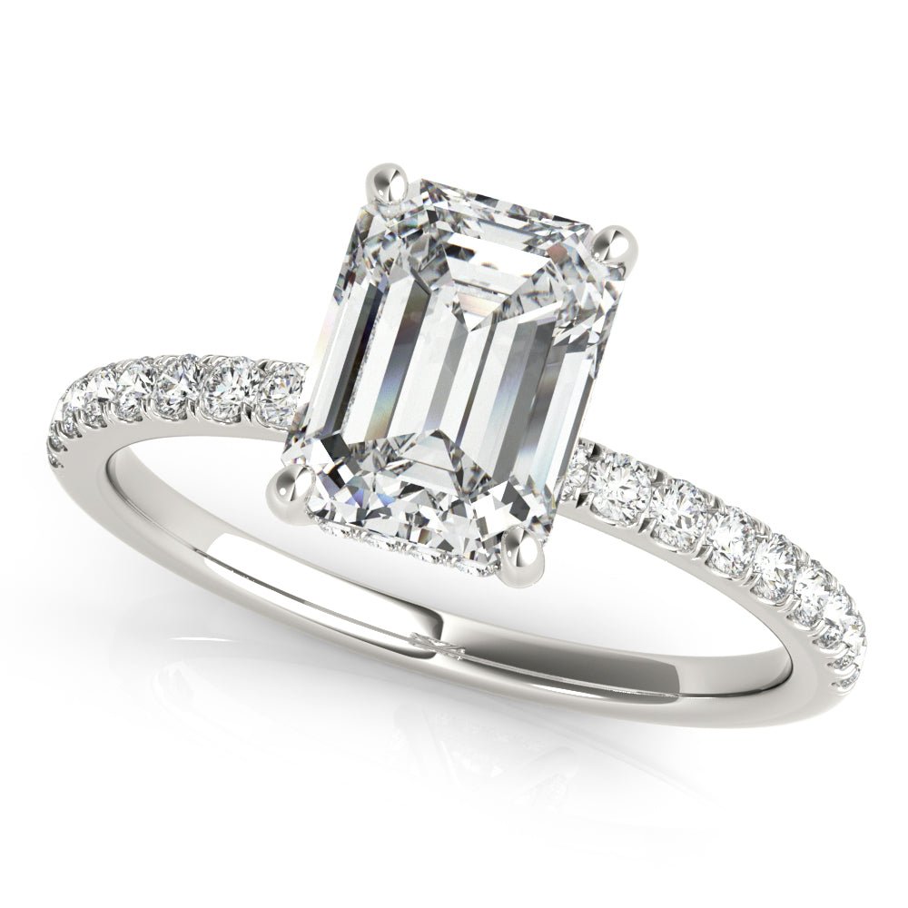 Emerald Hidden Halo Pavé Engagement Ring - Diamonds By Rothschild