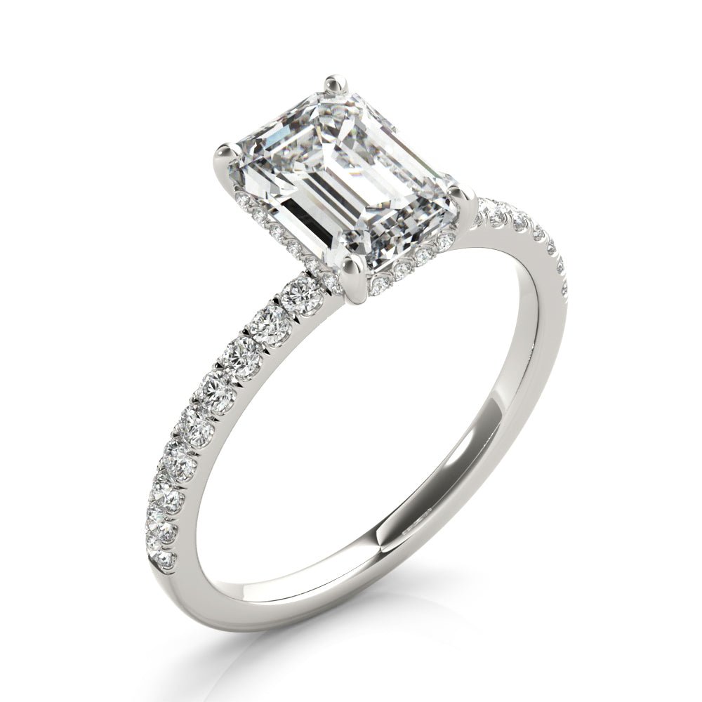 Emerald Hidden Halo Pavé Engagement Ring - Diamonds By Rothschild