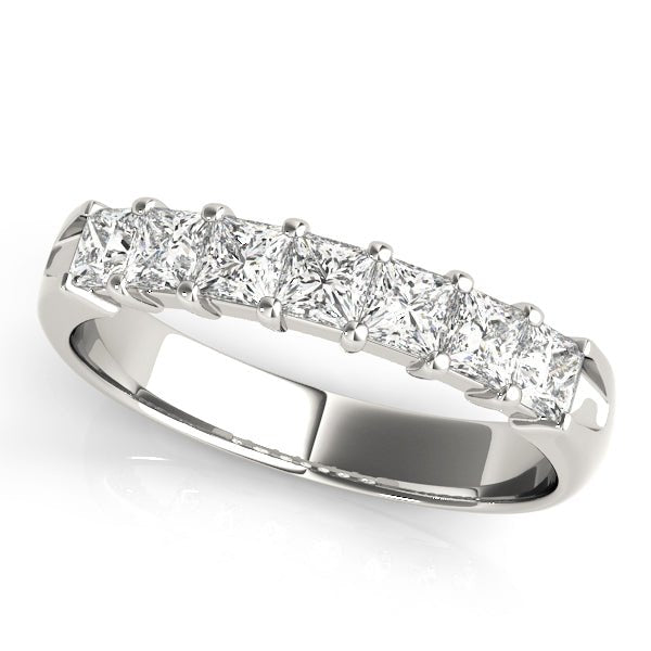 Fashionable 7 Stone Shared Prong Square Cut Diamond Wedding Ring - Diamonds By Rothschild