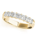 Fashionable 7 Stone Shared Prong Square Cut Diamond Wedding Ring - Diamonds By Rothschild