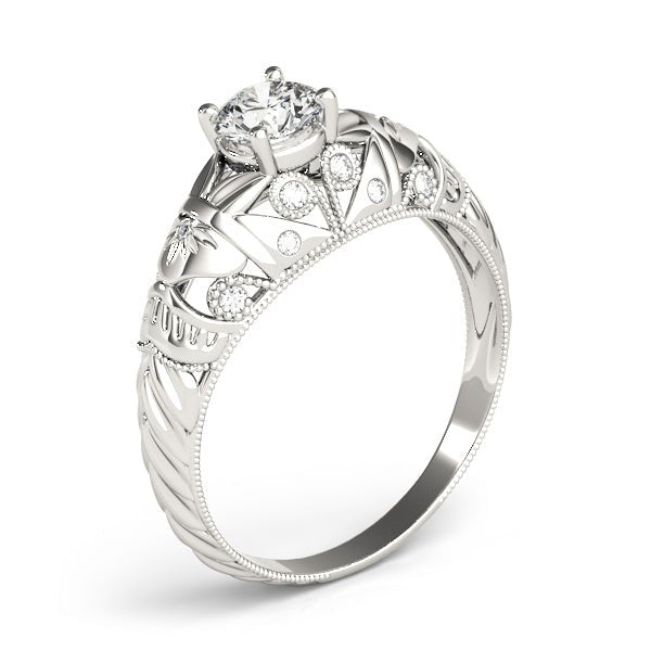 Filigree Round Center Engagement Ring - Diamonds By Rothschild