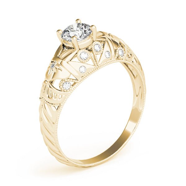 Filigree Round Center Engagement Ring - Diamonds By Rothschild