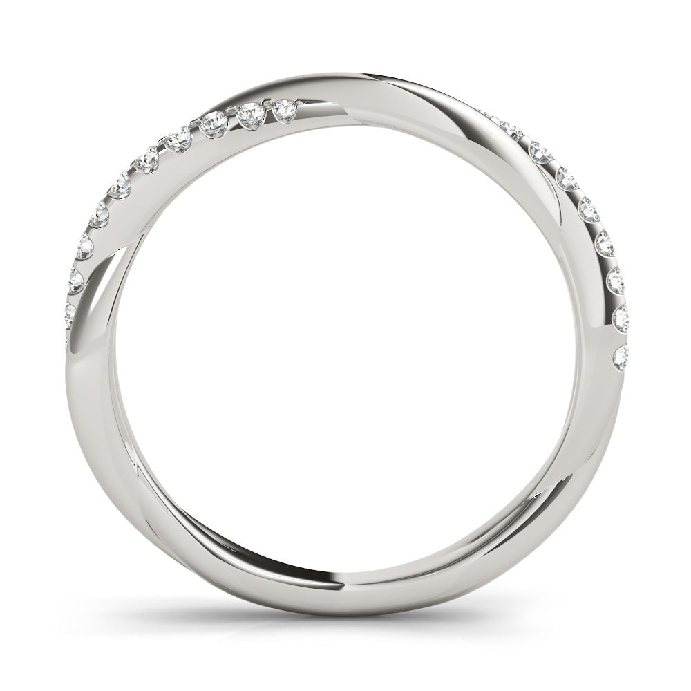 Fine & Delicate Twisted Round Diamond Pavé Wedding Band - Diamonds By Rothschild