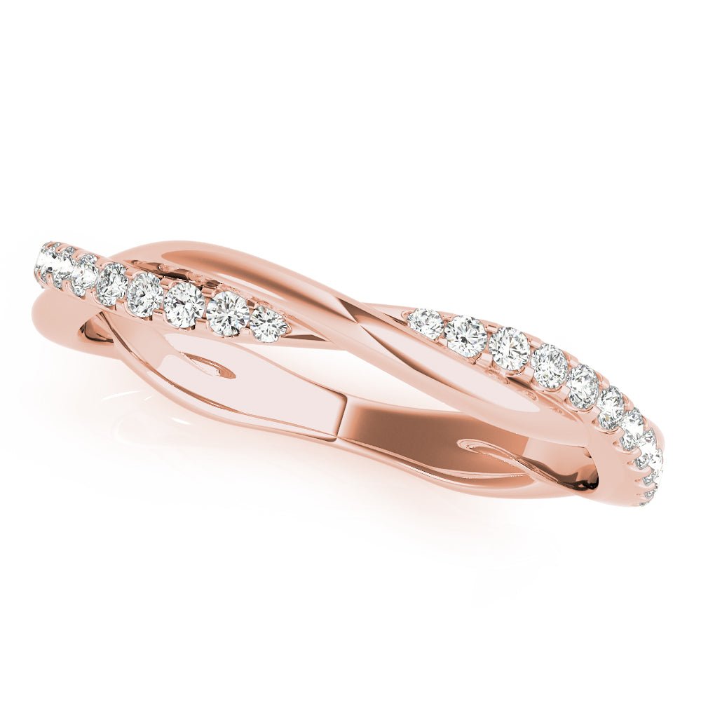 Fine & Delicate Twisted Round Diamond Pavé Wedding Band - Diamonds By Rothschild