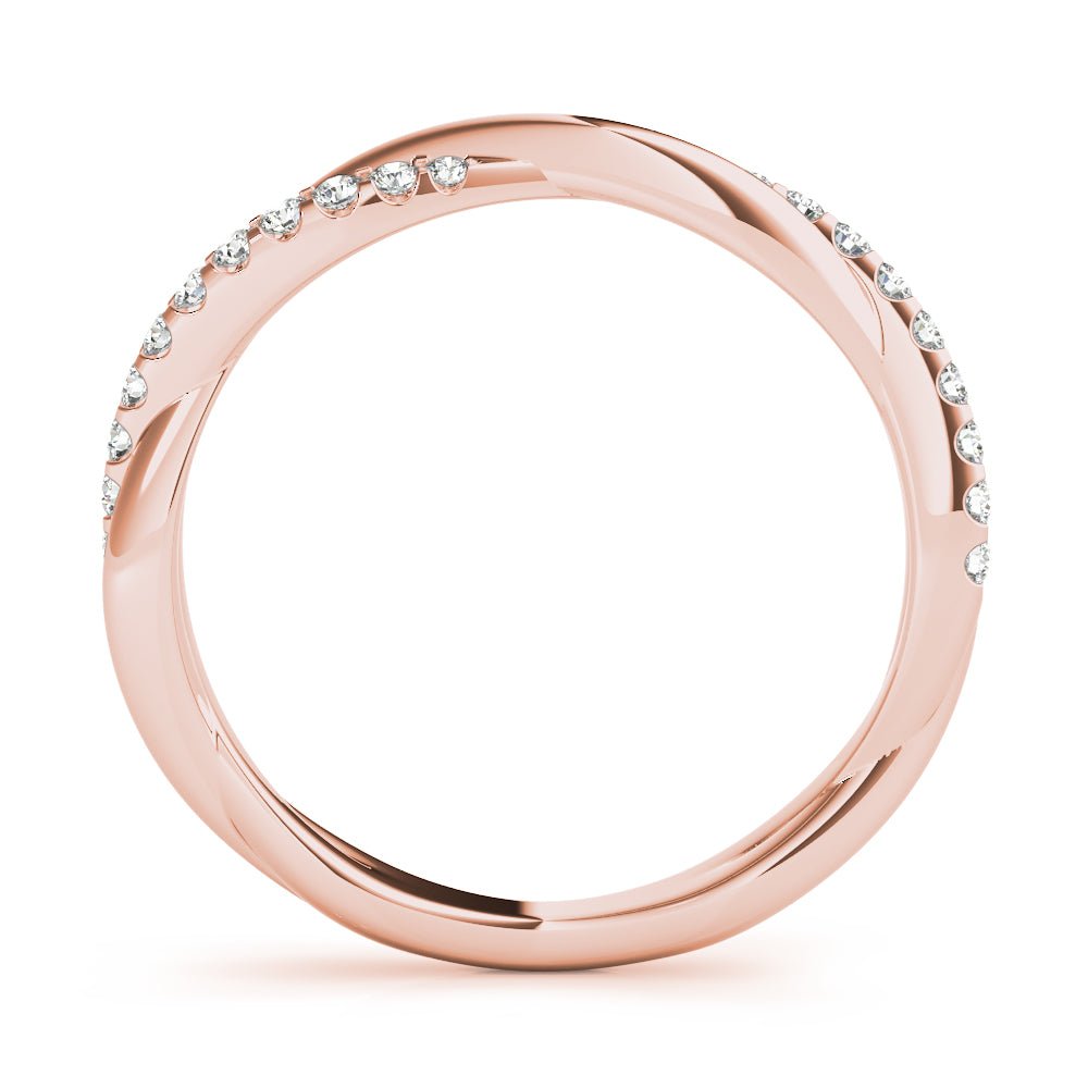 Fine & Delicate Twisted Round Diamond Pavé Wedding Band - Diamonds By Rothschild