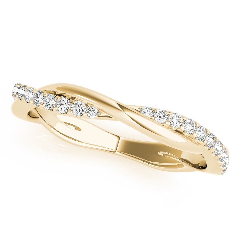 Fine & Delicate Twisted Round Diamond Pavé Wedding Band - Diamonds By Rothschild