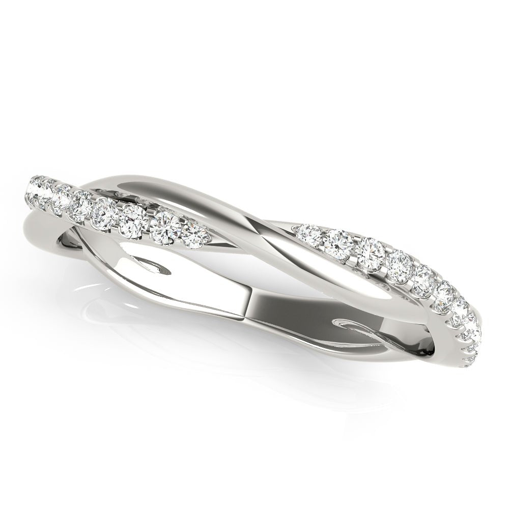 Fine & Delicate Twisted Round Diamond Pavé Wedding Band - Diamonds By Rothschild