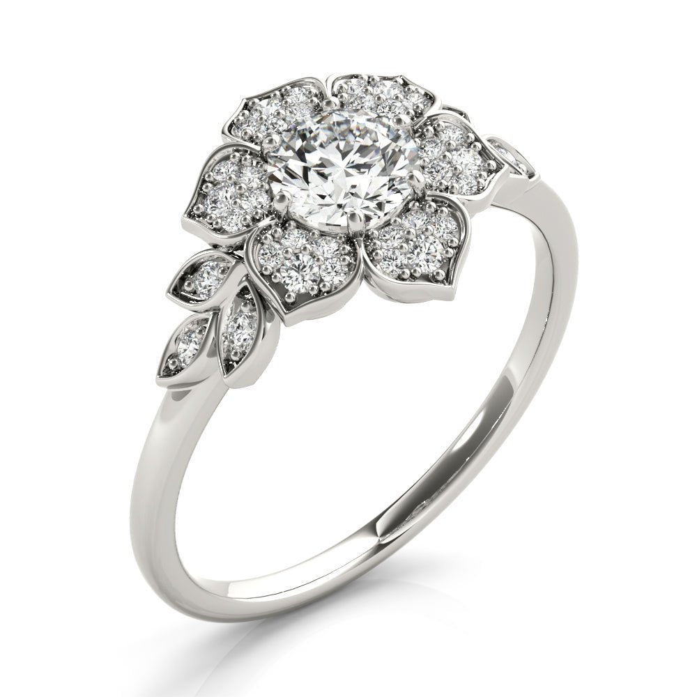 Floral Halo Engagement Ring - Diamonds By Rothschild