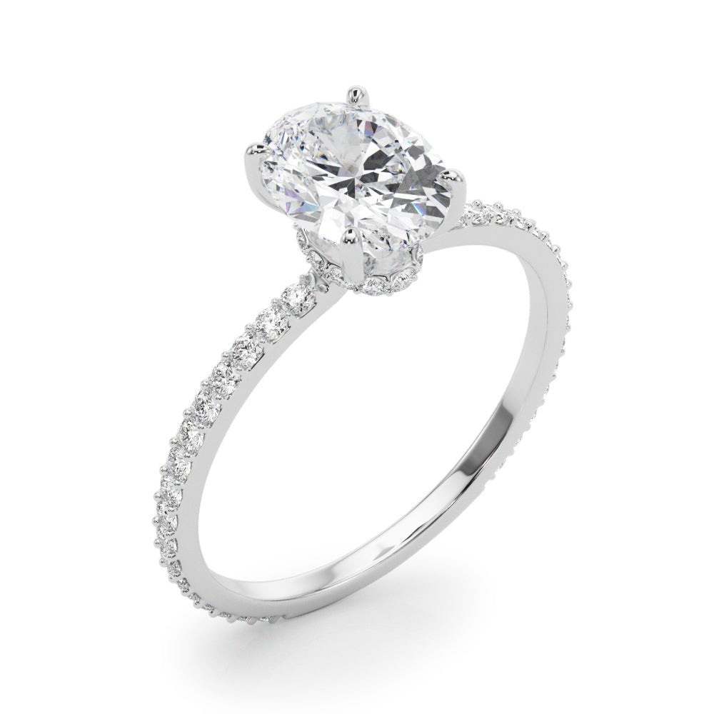 Hidden Halo Oval Center Pavé Engagement Ring - Diamonds By Rothschild