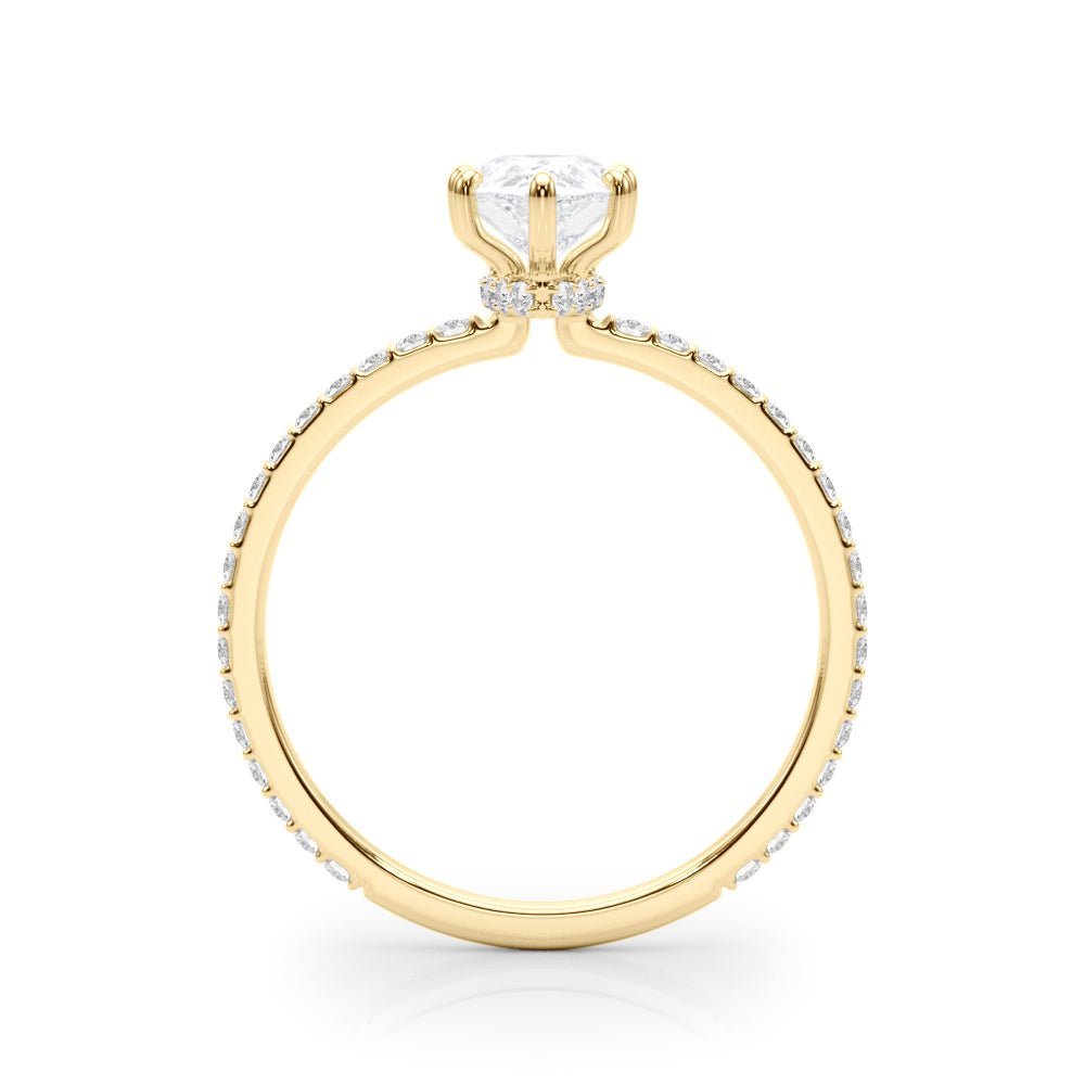 Hidden Halo Pear Center Single Row Ring Setting - Diamonds By Rothschild